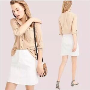 UEC J. CREW WHITE DENIM JEAN SKIRT RAW HEM SZ 27
